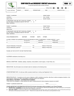 Camp Health and Emergency Contact Form