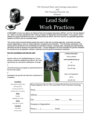 Lead Safe Work Practices Training Registration