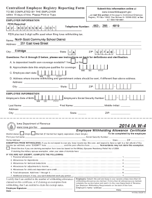 Iowa Centralized Employee Registry Reporting Form