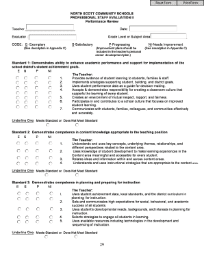 Teacher Performance Review Form
