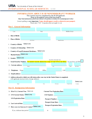 H-1B Nonimmigrant Worker Information Form