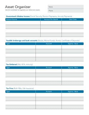 Retirement Assets Organizer