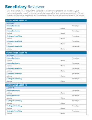 Beneficiary Designation Worksheet