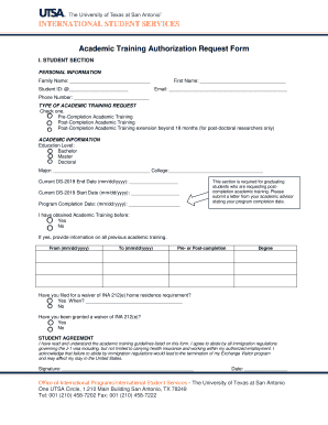 Academic Training Authorization Request Form
