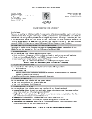 Child Care Subsidy Application