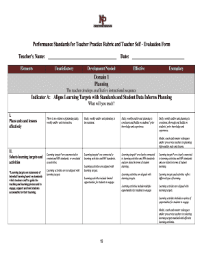 Teacher Self-Evaluation Form