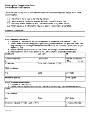 Prescription Drug Claim Form