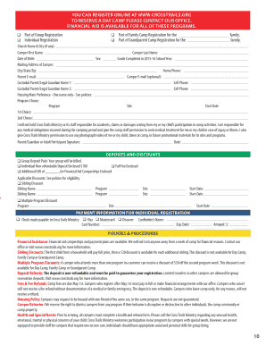 Cross Trails Ministry Camp Registration Form