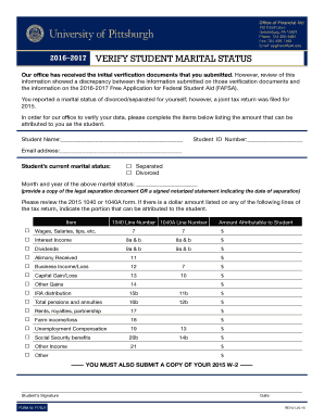 2016–2017 Verify Student Marital Status Form