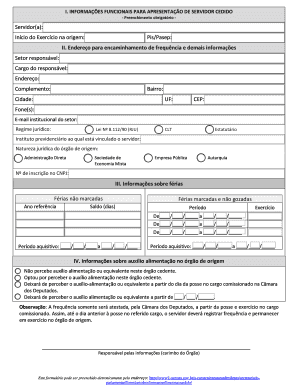 Formulário de Informações Funcionais para Apresentação de Servidor Cedido
