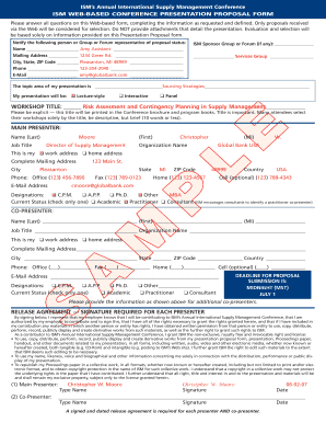 ISM Conference Presentation Proposal Form