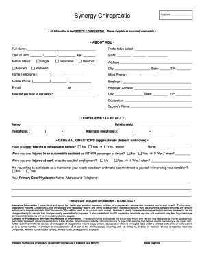 Chiropractic Patient Intake Form