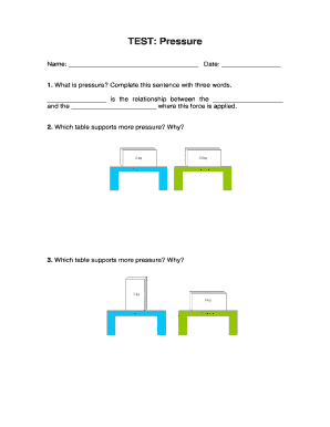 Physics Pressure Worksheet