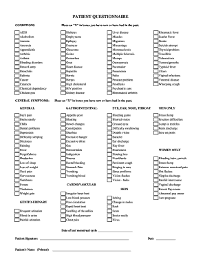 Patient Medical History Questionnaire