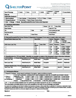 ShelterPoint Insurance Enrollment Form