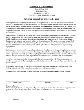 Informed Consent for Chiropractic Care