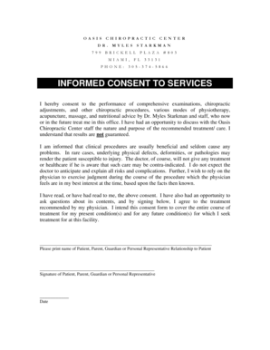 Informed Consent to Chiropractic Services