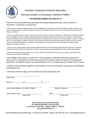 Informed Consent to Chiropractic Treatment for Minors