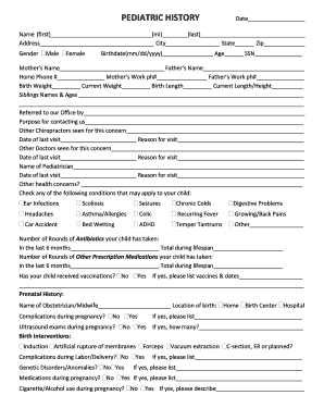 Pediatric History Form