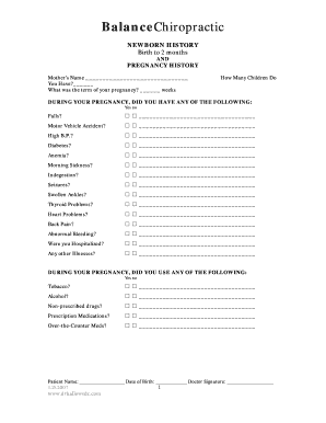 Newborn and Pregnancy History Form