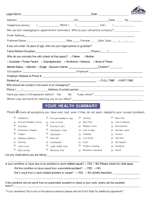 Chiropractic Patient Intake Form