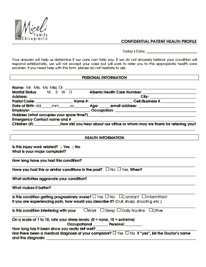 Confidential Patient Health Profile Form
