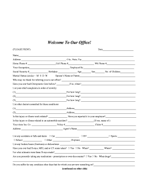 Chiropractic Patient Intake Form