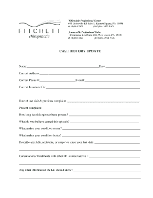 Chiropractic Case History Update and Consent Form