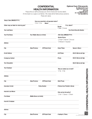 Chiropractic Patient Intake Form