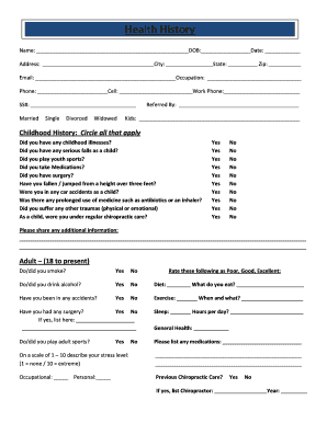 Health History Form