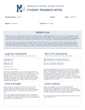Student Progress Notes
