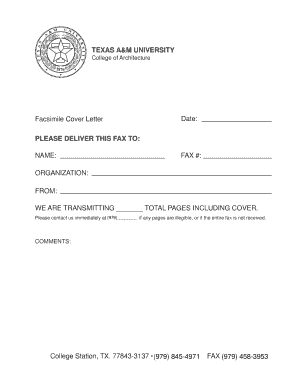 Facsimile Cover Letter Date PLEASE DELIVER THIS FAX TO NAME - wikis arch tamu