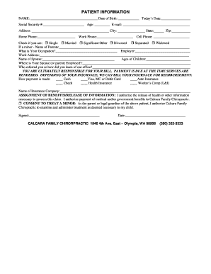 Patient Information and Health History Form