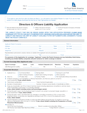 Directors & Officers Liability Application