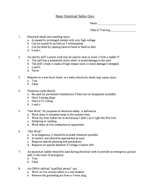 Basic Electrical Safety Quiz