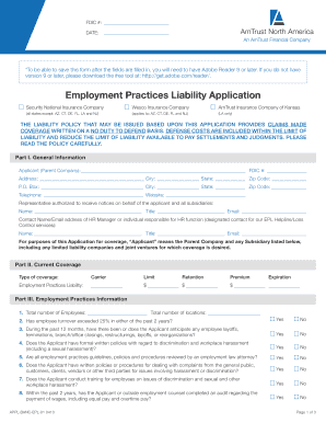 Employment Practices Liability Application