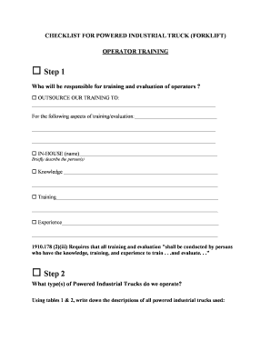 Forklift Operator Training Checklist