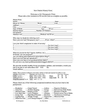 New Patient History Form