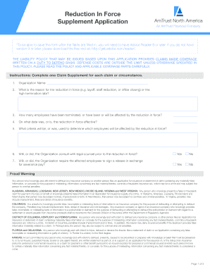 Reduction In Force Supplement Application