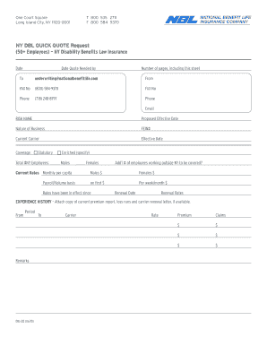 NY Disability Benefits Law Insurance Quote Request