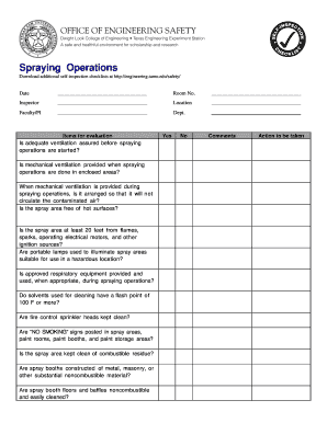 Spraying Operations Safety Checklist
