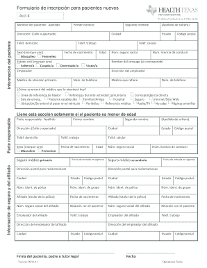 Formulario de inscripción para pacientes nuevos