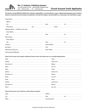 Church Account Credit Application