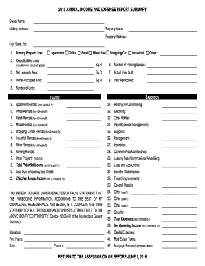 2015 Annual Income and Expense Report Summary
