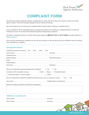 REAA Complaint Form