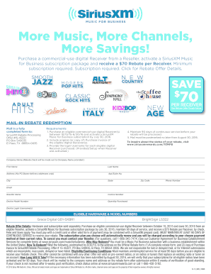 SiriusXM Music for Business Rebate Form