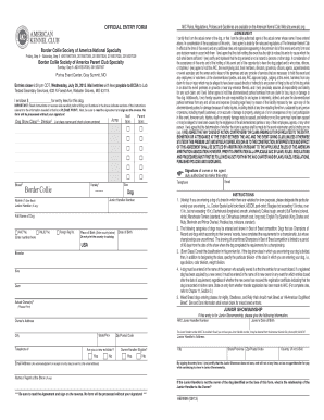 AKC Border Collie Entry Form