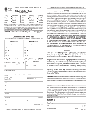 American Kennel Club Agility Entry Form