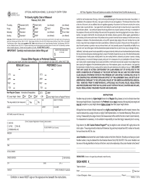 American Kennel Club Agility Entry Form