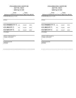 American Kennel Club Agility Trial Entry Form